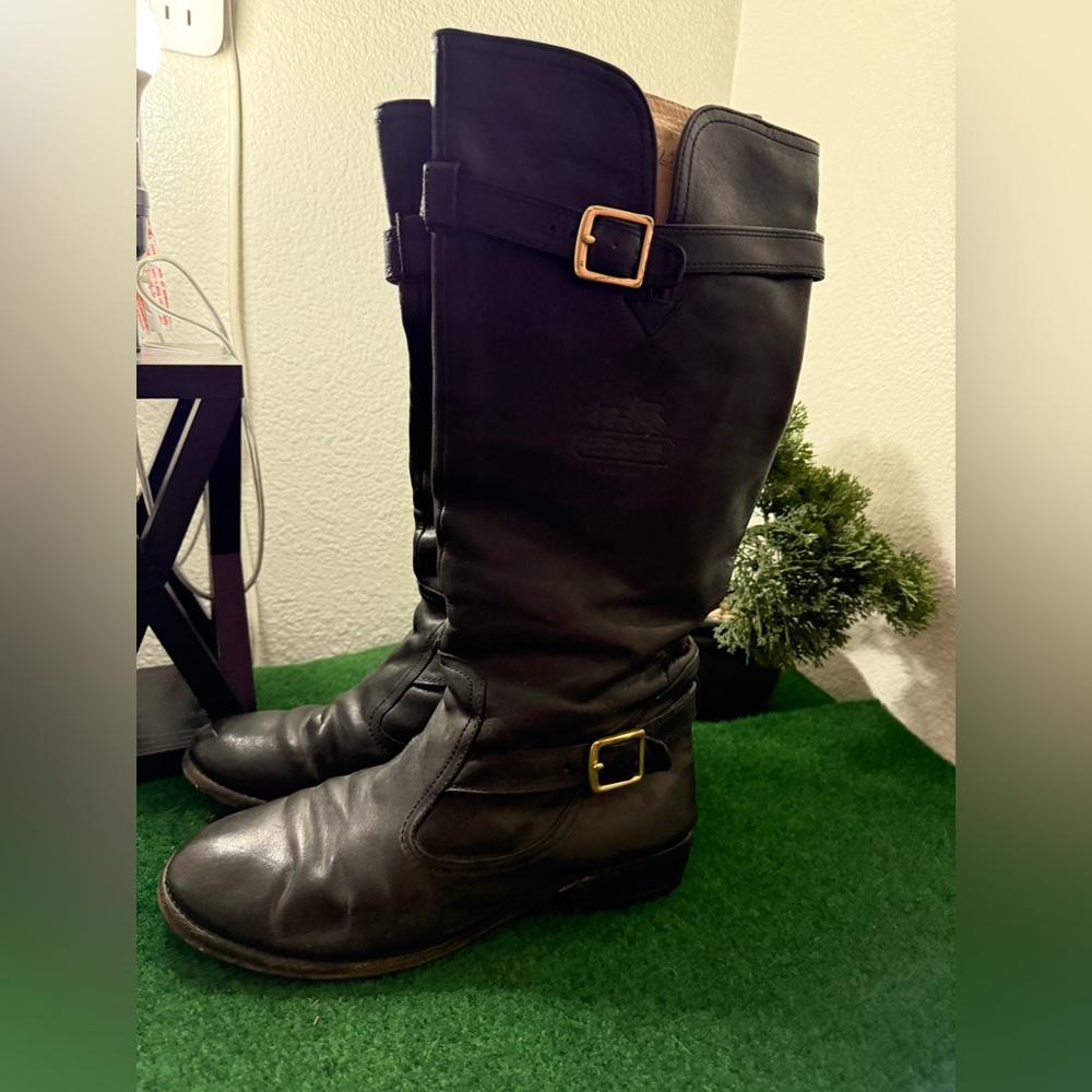 Coach Black Leather Riding Boots